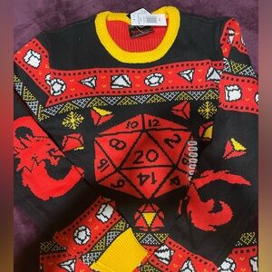 Dungeons And Dragons Ugly Xmas Sweater Mens Small - Gamestop Brand NEW